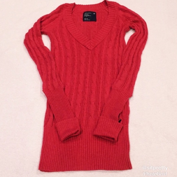American Eagle Outfitters Sweaters - AMERICAN EAGLE OUTFITTERS RED LONG SLEEVE SWEATER